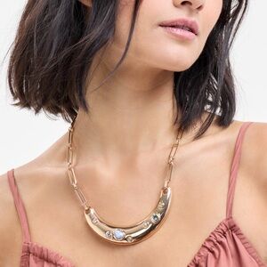 BNWT INC INTERNATIONAL CONCEPTS GOLD TONE MULTI STONE PAPERCLIP CHAIN NECKLACE